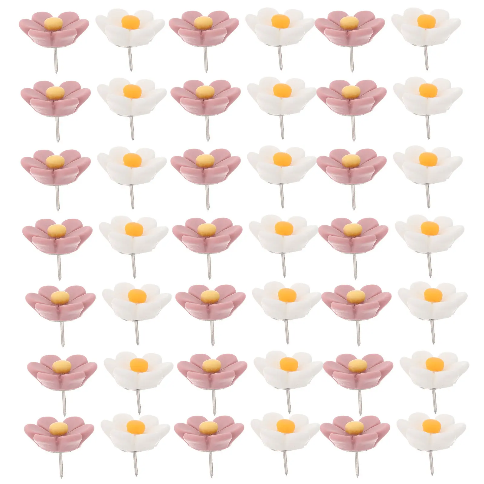 50개 꽃 모양 압정, 장 푸시핀, 다채로운 코르크보드 압정, 사진 디스플레이 핀, 사무실, 가정, 교실용