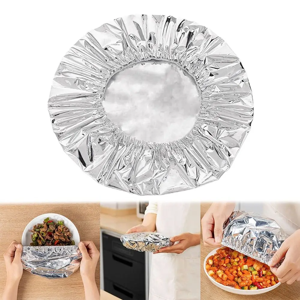 10Pcs Reusable Aluminum Foil Bowl Cover Food Grade Refrigerator Accessories Saran Wrap Fresh-keeping Plastic Bag Universal
