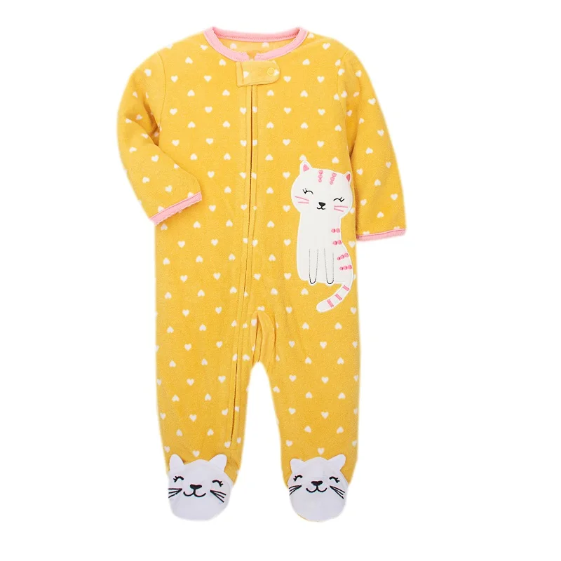 Newborn baby romper 0-12Months 2022 Spring Fall warm micro-fleece Infant Unicorn printed baby boy girl clothing jumpsuit footed vintage Baby Bodysuits