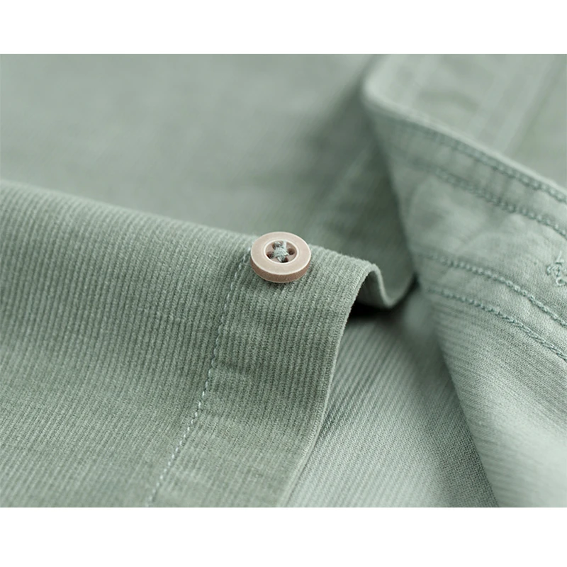 New men's corduroy 100% cotton super soft shirt casual comfortable pocket regular fit men's long sleeve business formal shirt