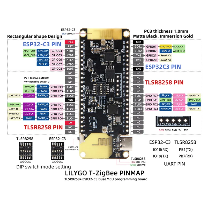 T-Zigbee ESP32-C3 TLSR8258 Zigbee 초저전력 IOT 개발 보드 Wifi Bluetooth 스마트 제어 모듈
