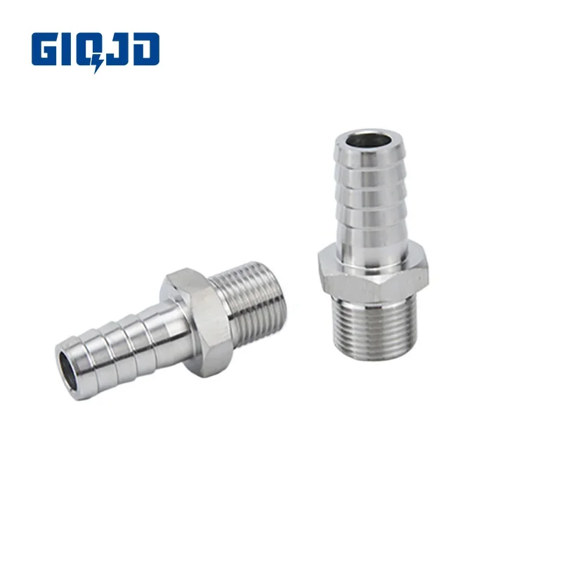 304 Stainless Steel Pipe Fitting 3-12mm OD Hose Barb To M3 M4 M5 M6 M8 M10 M12 M14 Metric Male Thread Coupler Connector Adapter
