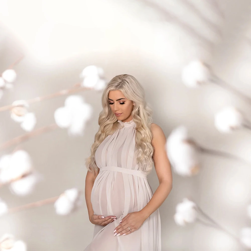 Maternity Dresses Photoshoot White Chiffon Flowy Dress Ruffle Colla  Sleeveless Elegant Maxi For Pregnancy Photography Props Gown - AliExpress  1501
