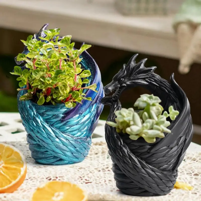 Kreatywne żywiczne Mini doniczka retro smok w kształcie doniczka na sukulenty słodkie zielone rośliny doniczka do sadzenia dekoracja do przydomowego ogrodu