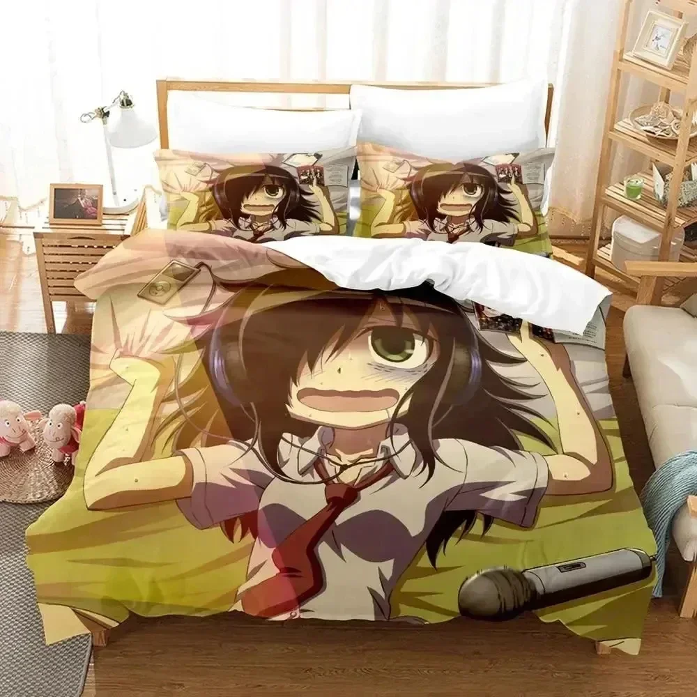 3D Print Anime Tomoko Kuroki WataMote Bedding Set Duvetcover Bed Set Quilt Cover Pillowcase Comforter king Queen Size Boys Adult
