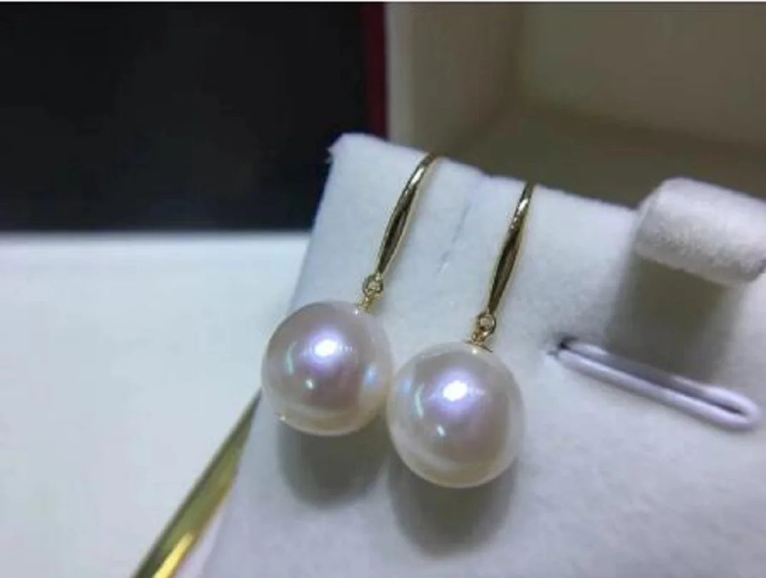 

charming AAA++ 10-11mm south sea round white pearl earring