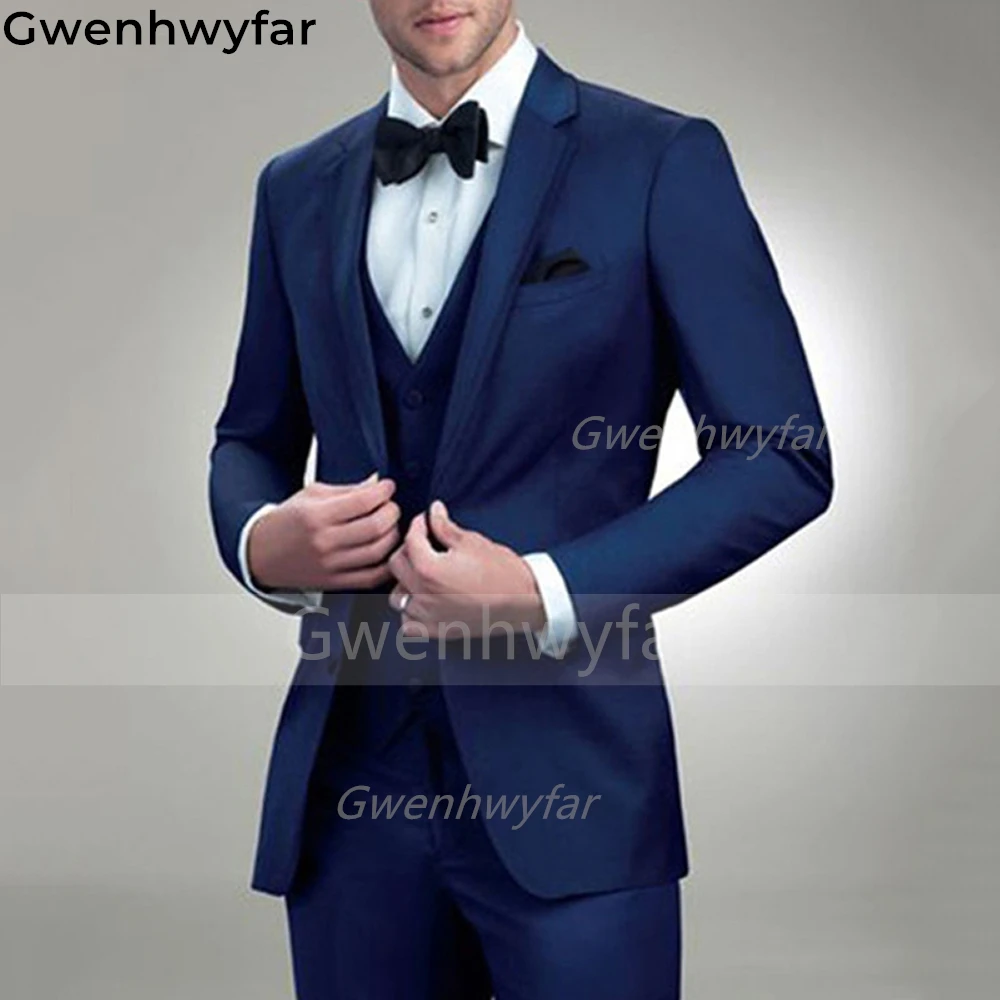 

Gwenhwyfar Slim Fit Notch Lapel Mens Suit Groom Tuxedo for Wedding Prom 3 Piece Male Fashion Jacket Vest with Pants 2022