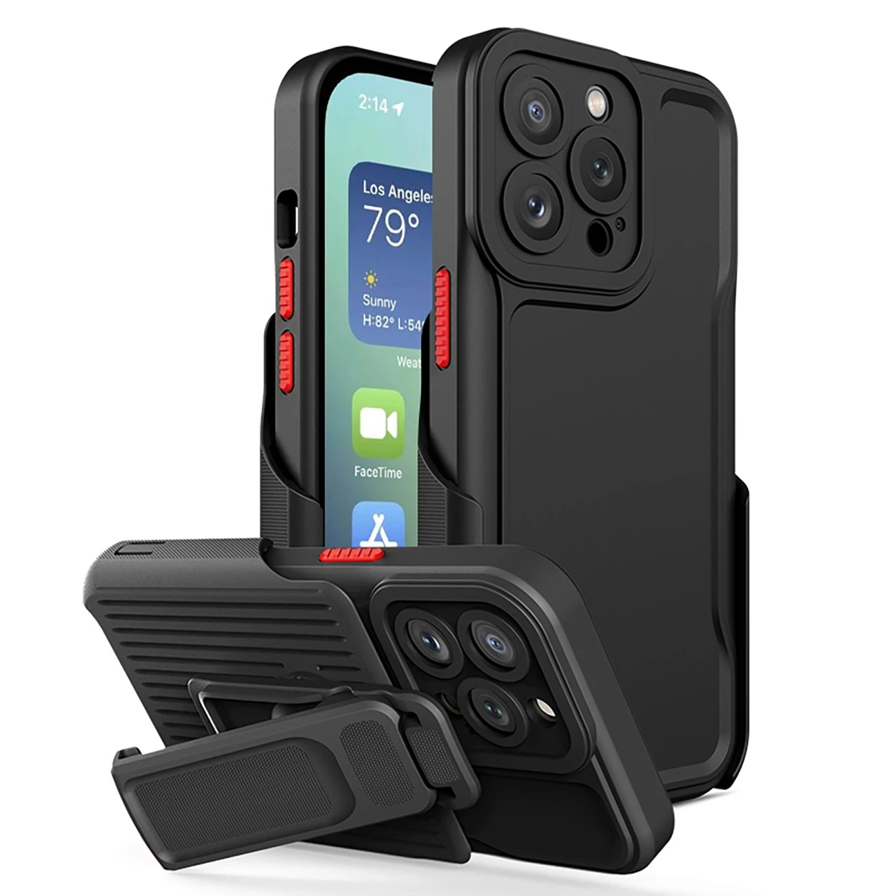 

For iPhone 11 13 12 14 15 Pro Max 14 Plus Heavy Duty Slide Belt Clip Holster Kickstand Holder Shockproof Case