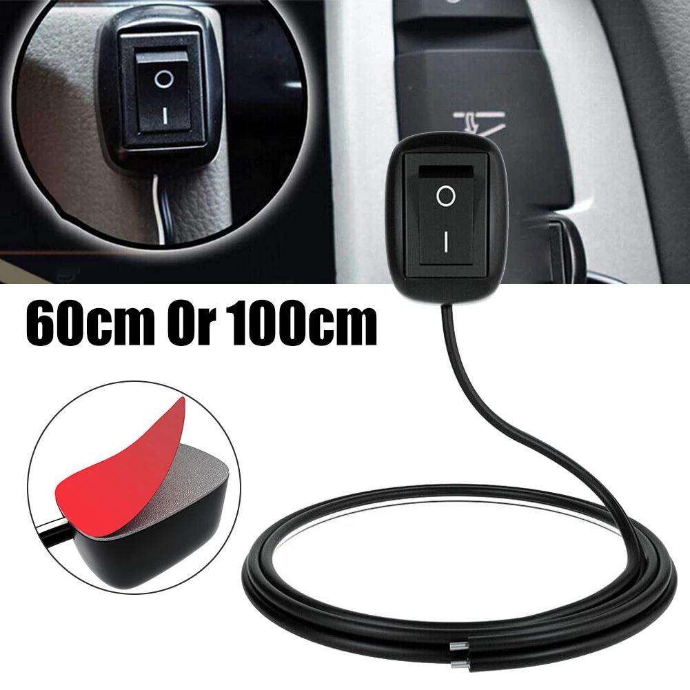 

12v Car Modified Adhesive Switch With Wire Self-locking Boat Type Punch-free Mini Rocker Switch 60cm/100cm Car Switch Paste Type