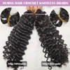 Curly Crochet Human Hair Extensions Knotless Pre Separation Feather Crochet Human Hair Water Wave Invisiable Knot With String 6