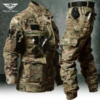 Men's Camouflage Set Spring Autumn Training Wear-resistant Jacket Thin Breathable Multi-pocket Cargo Pants Outdoor Working Suit 1