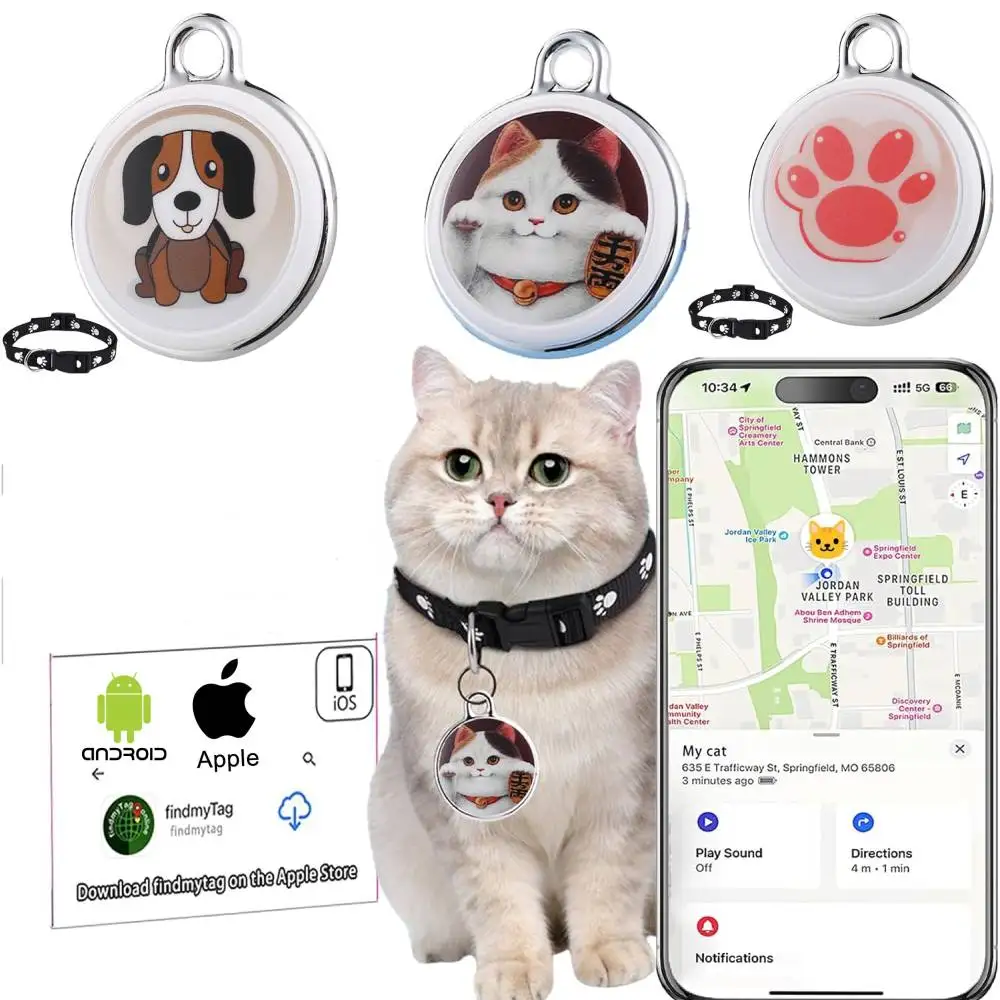 Smart bluetooth tracker Gps Tracker For Cats Dogs Long Distance Smart Bluetooth Mini Waterproof Gps Tracker Collar For Pets Anti-Lost Android Ios Phone