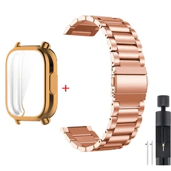 Custodia di lusso in TPU con cinturino in acciaio inossidabile per orologio smart - Cover protettiva morbida con bracciale in metallo premium Correa