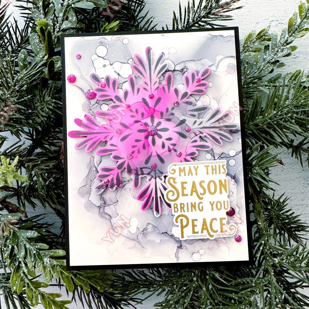 August Holiday Release Flowers Grid Christmas Greetings Snowflake Frame Hot Foil Dies Stamps Stencil DIY Scrapbooking Cards