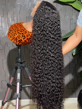 40 46 Inch Water Wave Curly Lace Front Wig 13x6 HD Deep Wave Lace Frontal Wig 300% Density Glueless Human Hair Wig For Women 1