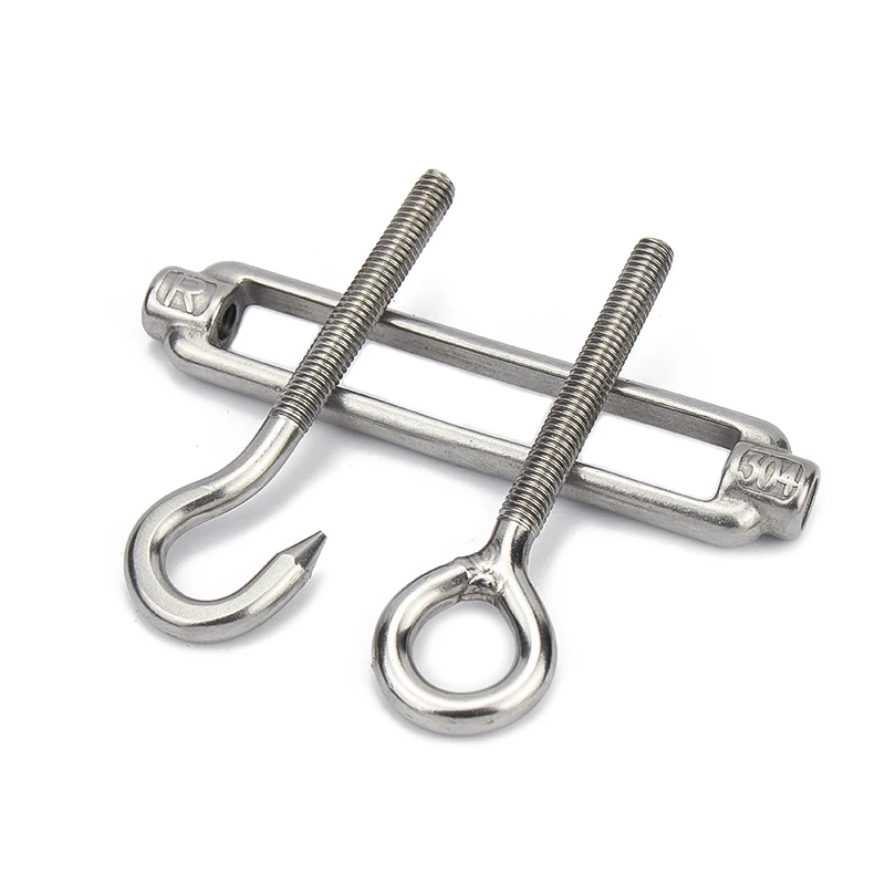 Chain Rigging Hooks Wire Rope Tightener Adjustable Turn Buckle Screw Hook Fastener 304 Stainless Steel Bolt Ring M5M6M8M10 OO CC OC