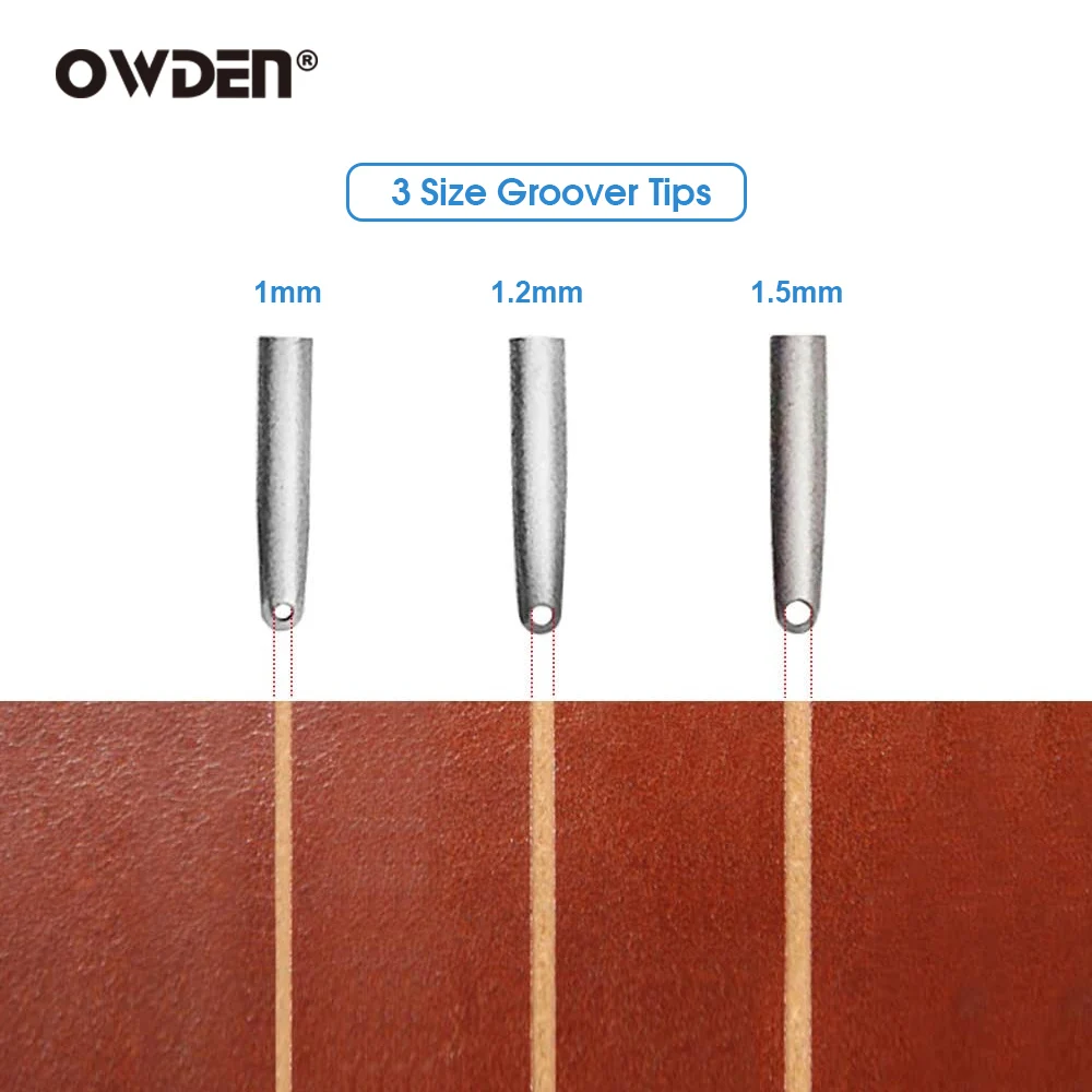 Leather Sewing Tools 3 in 1 Leather Groover Tool Set (1.0-1.2-1.5mm) DIY Craft Adjustable Crease Edger for Stitching OWDEN