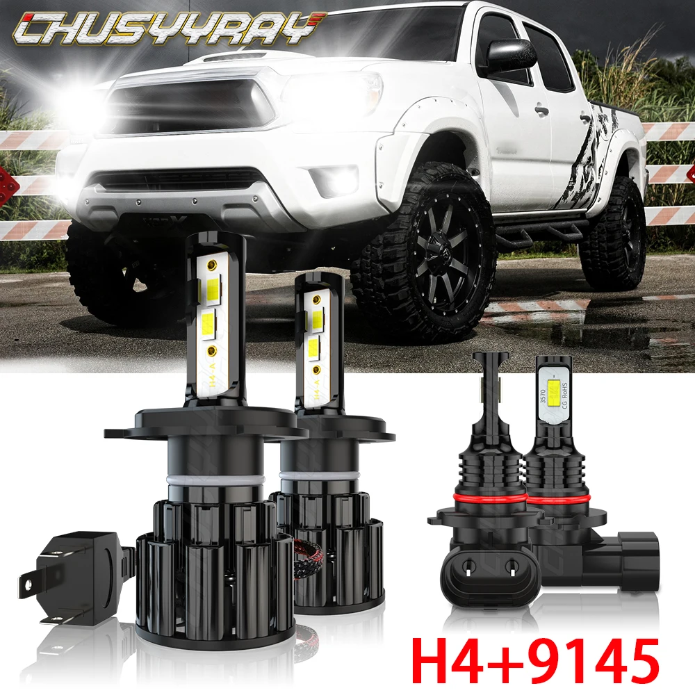 

CHUSYYRAY Compatible For Toyota Tundra 2000-2004 2005 2006 - Led 4x 6000K H4 Headlight bulb 9145 Fog Light bulbs Car accsesories