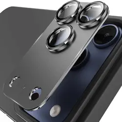 Cosmic Orange Metal Tempered Glass Camera Lens Protector Cover - 16pro and 16pro max (Black)