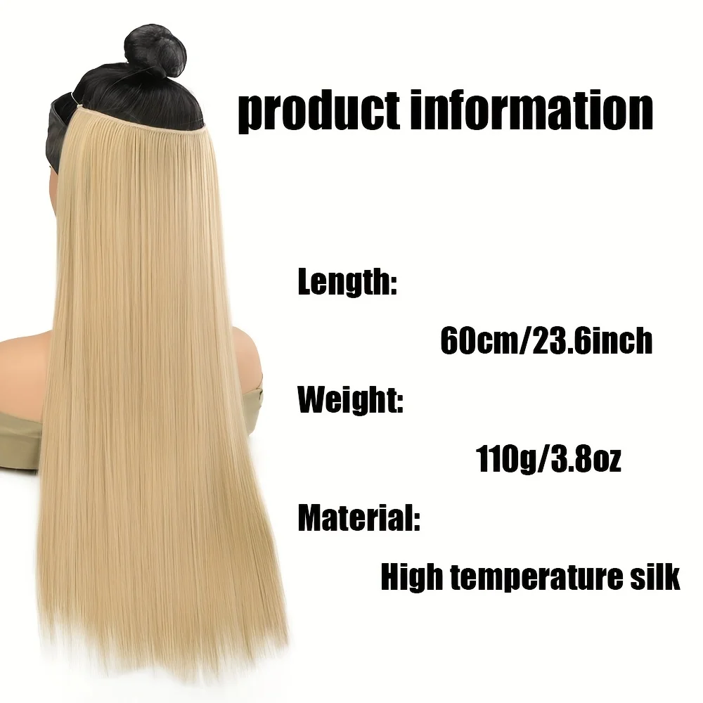 Synthetic Of The Line Type Hair Extensions Straight Hair Wig Piece One Piece With Invisible Fish Line Transparent Wire