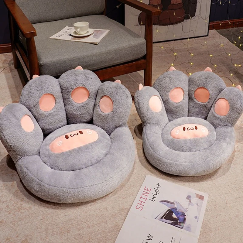 1pc Cat Paw Shape Floor Cushion with Detachable Sheep Plush - Soft Polyester, Medium Firmness, Ideal for Gamer Chair