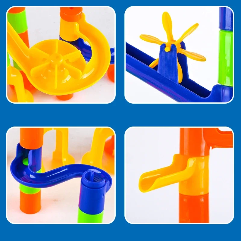 Children DIY Colourful building block slide assembly rolling ball variety Run track blocks small particle Educational toy kid