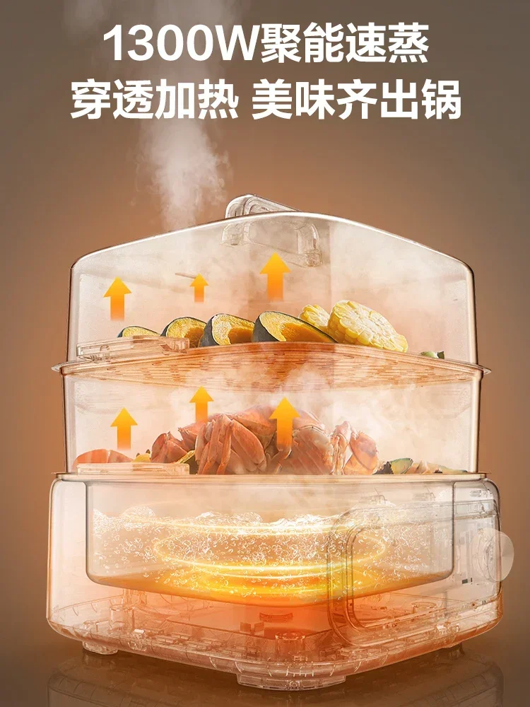 three-layer Electric steamer Household steamer Cooking and stewing integrated breakfast machine Multifunctional steam cage New