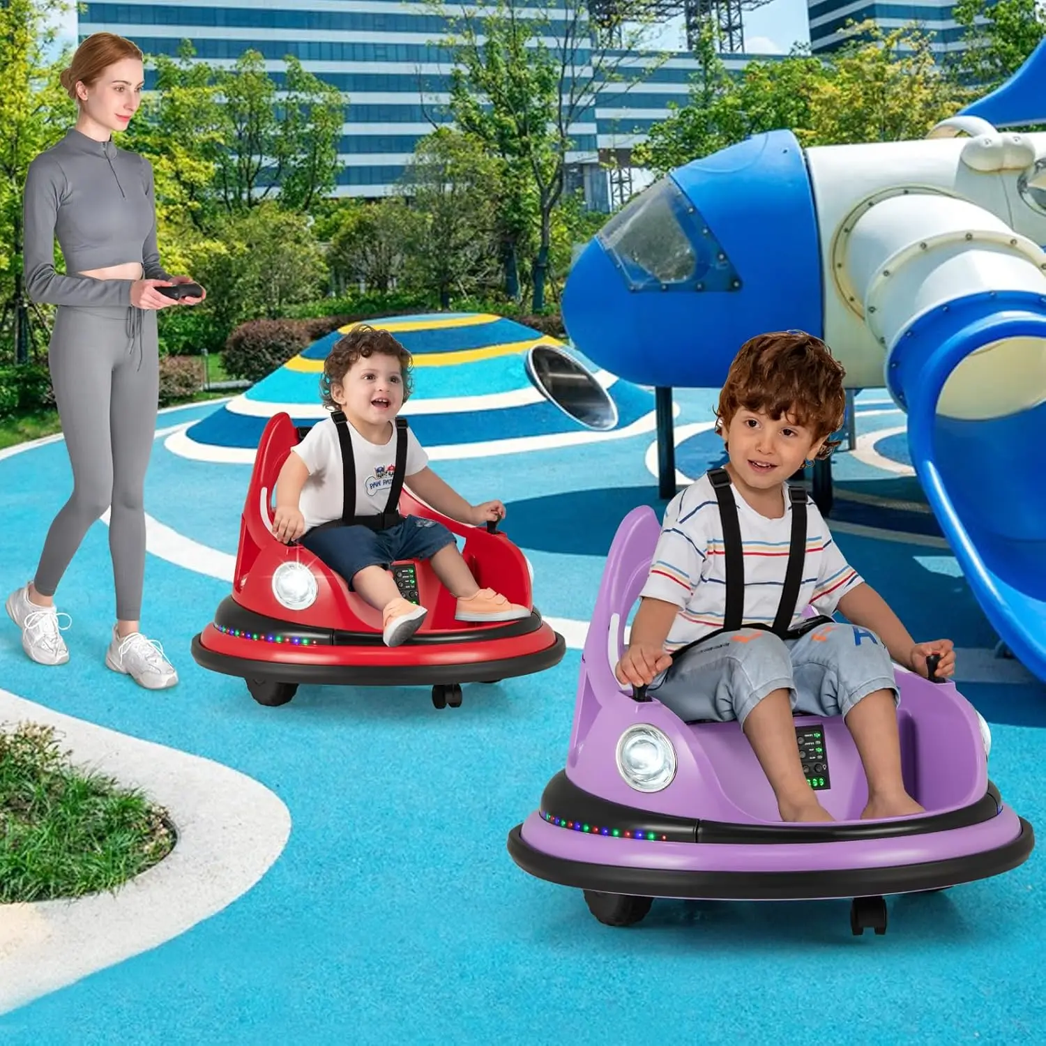 Bumper Car for Kids, 12V Toddler Bumper Car W/Remote Control & Dual Joysticks, 3.1MPH, 360&deg; Spin, Wireless Connection & 5 Light