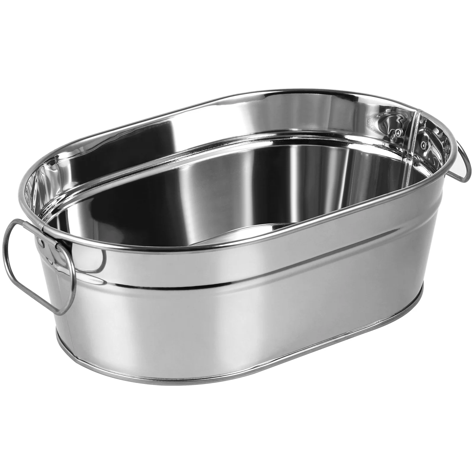 

Stainless Steel Ice Bucket Beverage Tub Metal Drink Cooler Ice Cube Holder Drink Tin Bins Seafood Container Handles Beer Wine