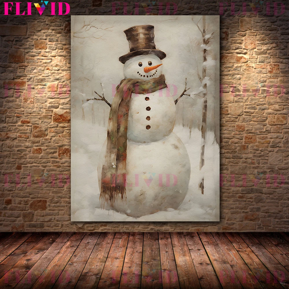 Description Picture 5 of itemSnowman Reading Book & Swinging Snowman Wall Art Canvas Painting Christmas Snowman Nursery Decor Art Poster And Print Home Decor