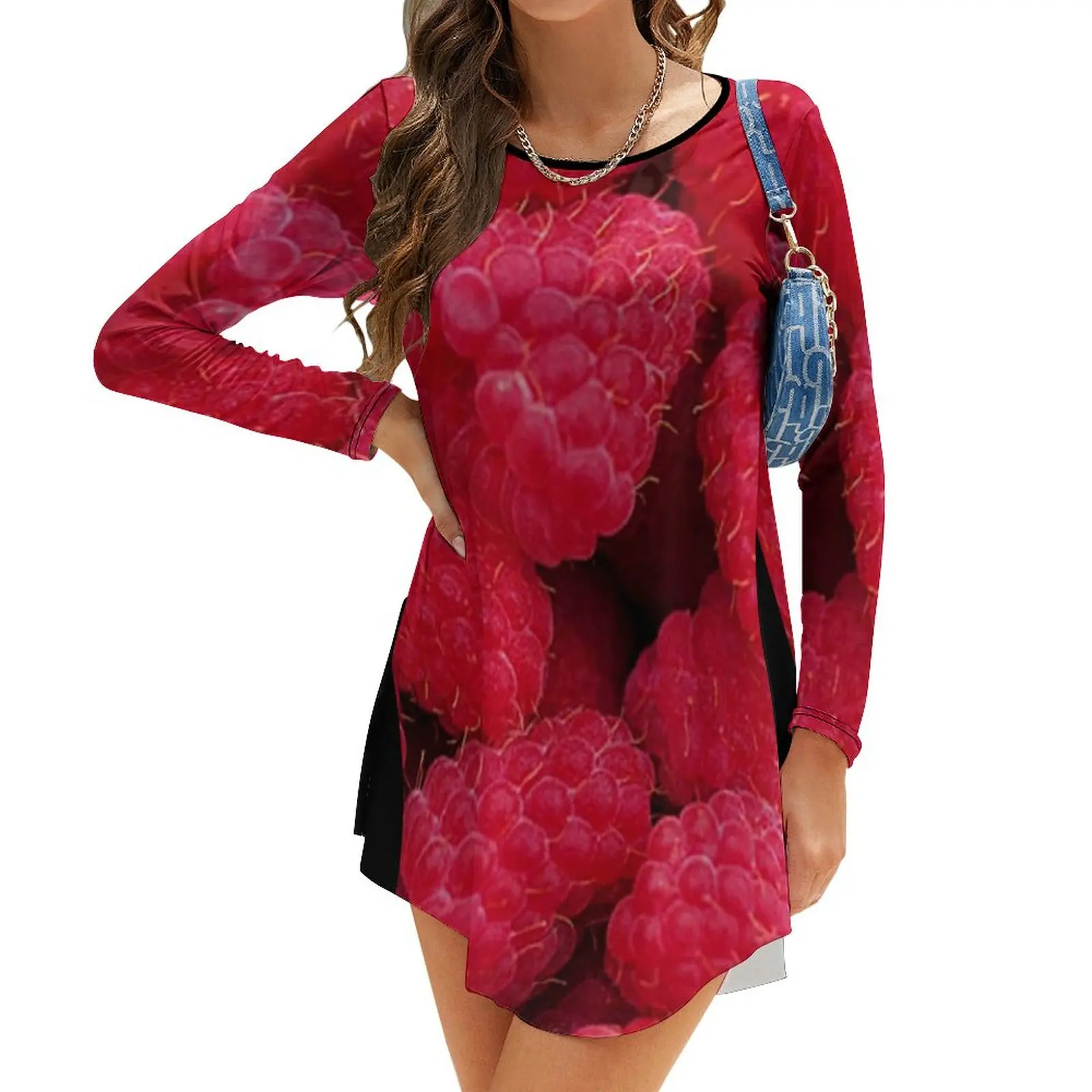 

Raspberries Long-Sleeve Dress women's evening dresses summer dresses elegant women's dresses for wedding for prom