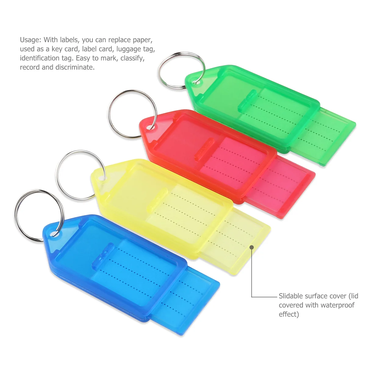 60Pcs Multi Color Plastic Key Fobs With Key Rings Key ID Tags