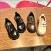 Children Leather Shoes Girls Metal Button Princess Leather Shoes Round Toe Non-slip Soft Sole Loafer Size 23-36 1