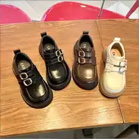 Children Leather Shoes Girls Metal Button Princess Leather Shoes Round Toe Non-slip Soft Sole Loafer Size 23-36 1
