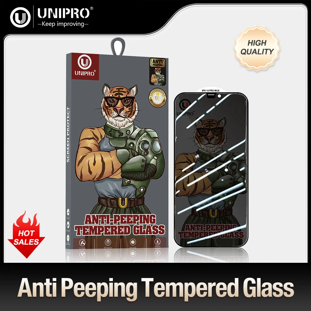 

UNIPRO Privacy Screen Protector For iPhone 15 14 13 12 11 Pro Max X XS MAX XR 15 Plus Full Cover Anti-spy Private Tempered Glass
