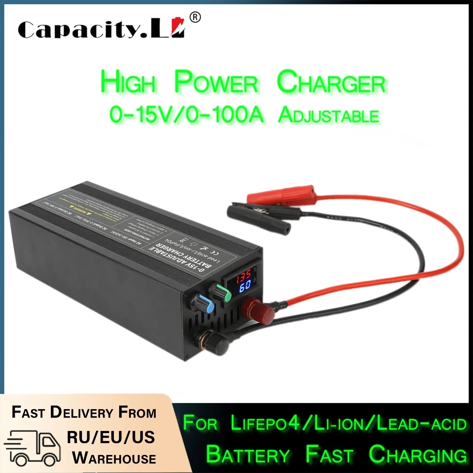 12V 배터리 팩용 고전류 Lifepo4 충전기, 고속 충전 전류 및 전압 조절식 ..