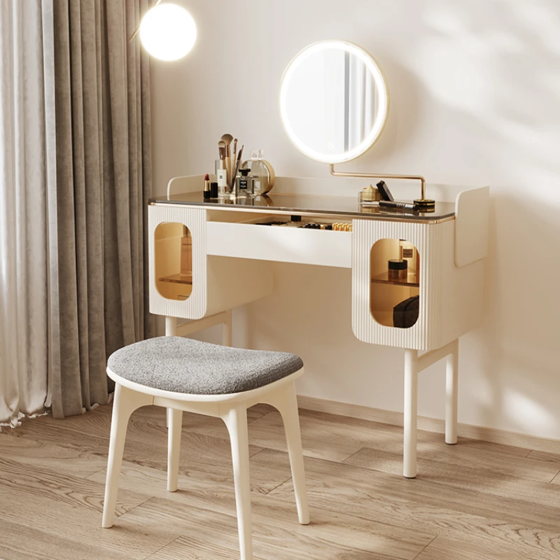 Mobiletto Portaoggetti Da Toeletta All-In-One Toletta Camera Da Letto Francese Retrò Moderno Semplice Crema Ins/Givenchy
