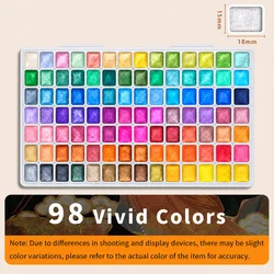 Metallic Shimmer Watercolor Paint Set with Pearl Pigments - 98 Vibrant Colors for Artists and Creative Projects (Option 15)