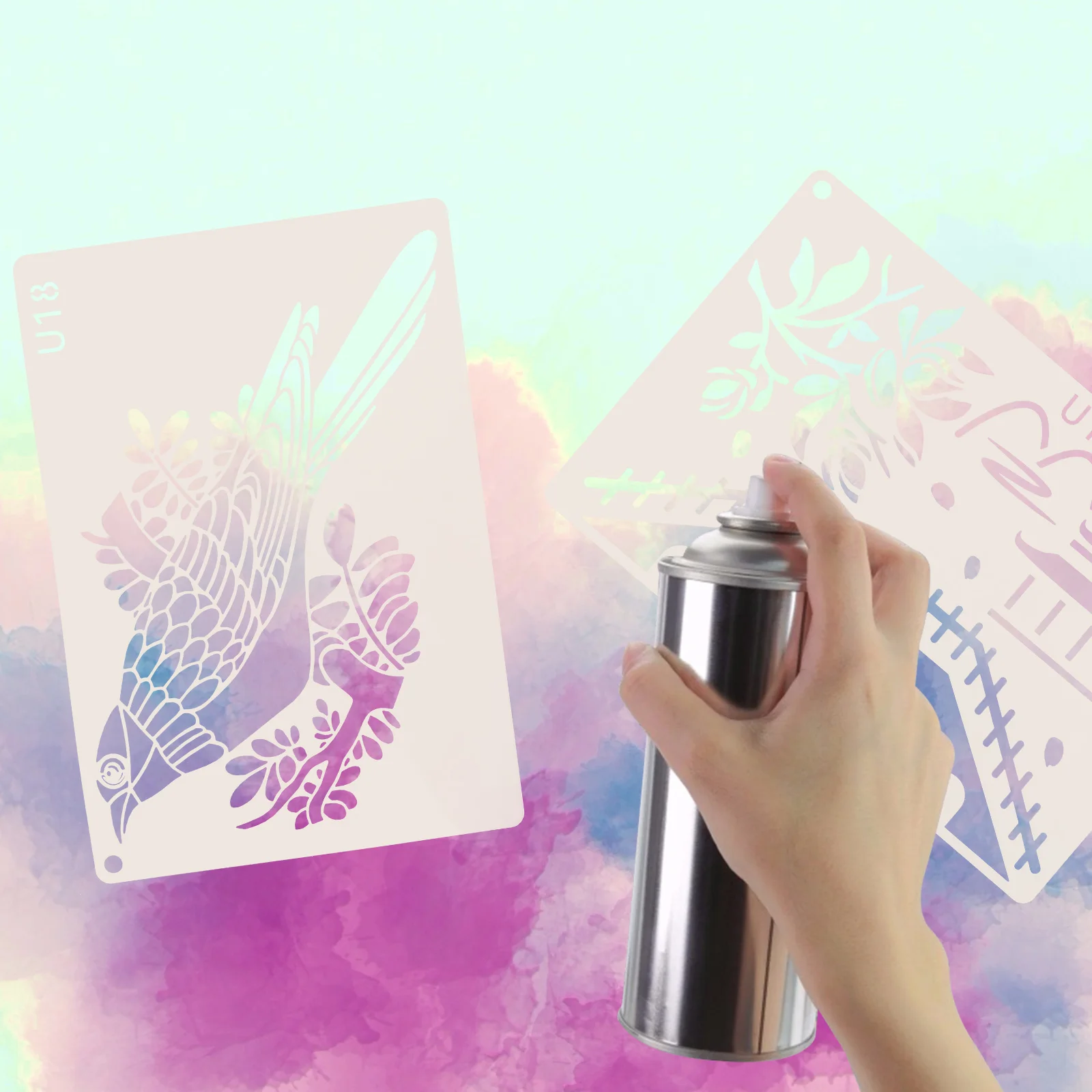 

Flower Painting Template DIY Stencils Drawing Plants Flowers Hollow Out Kids Molds Templates for White Crafts Child