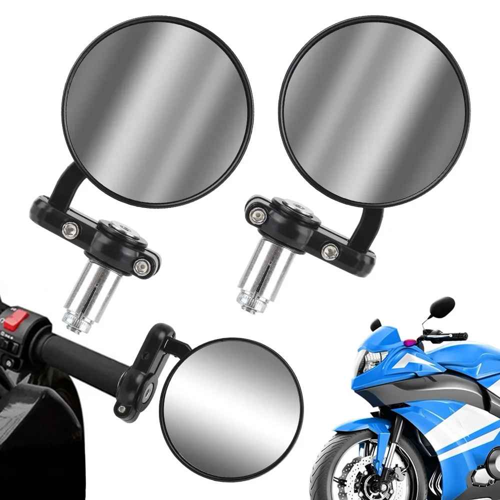 Motorcycle Mirror: 22mm Universal Rearview Side Mirror 2pcs Handle Bar End Mounting for Motorbike