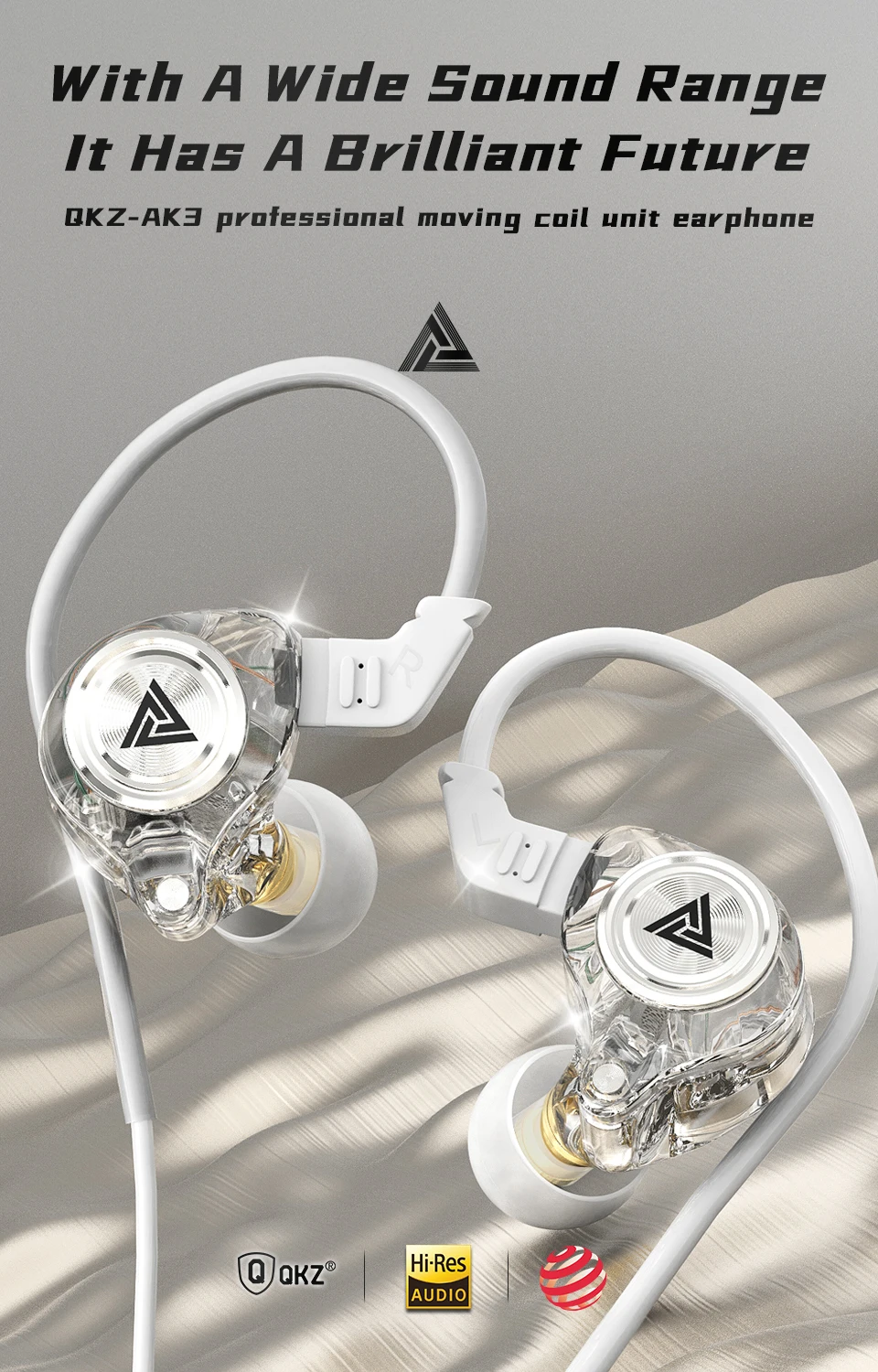 AK3 FiLe Wired Earphone with Microphone HiFi Music Monitor Bass Headphones Noise