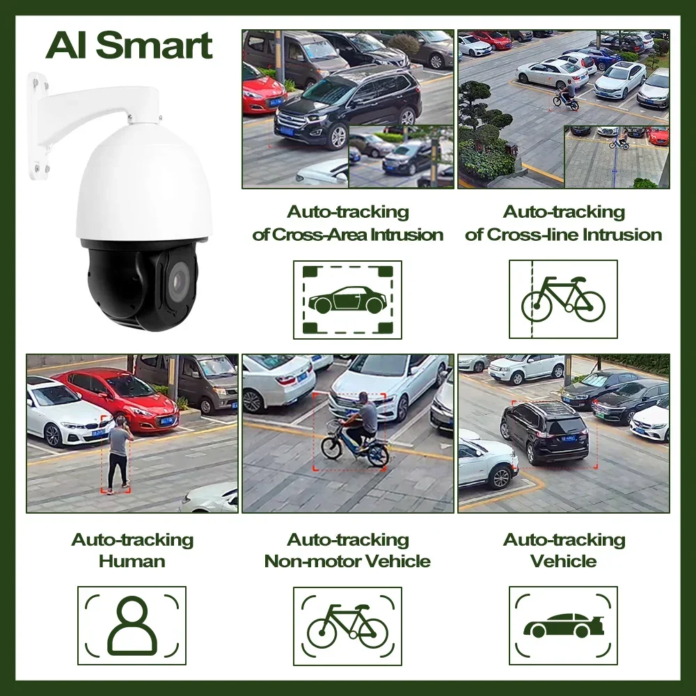 가드툴스 UNV AI IP 카메라 8MP 4K AI 감지 자동 추적 POE PTZ 돔 카메라 회전식 전문 보안 카메라