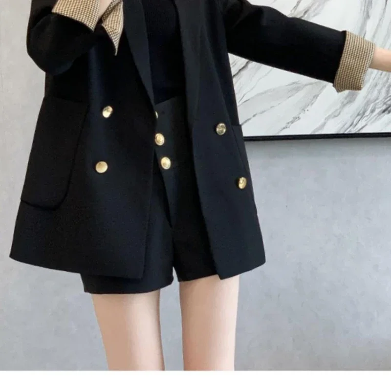 Vintage New Blazer Women Spring Autumn Jacket Blazers Coats Korean Fashion Luxurious Double-row Button Brand Black Coat