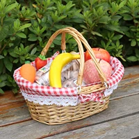 ZK40 Rattan picnic basket, wicker basket, pastoral picnic activity handle basket 1