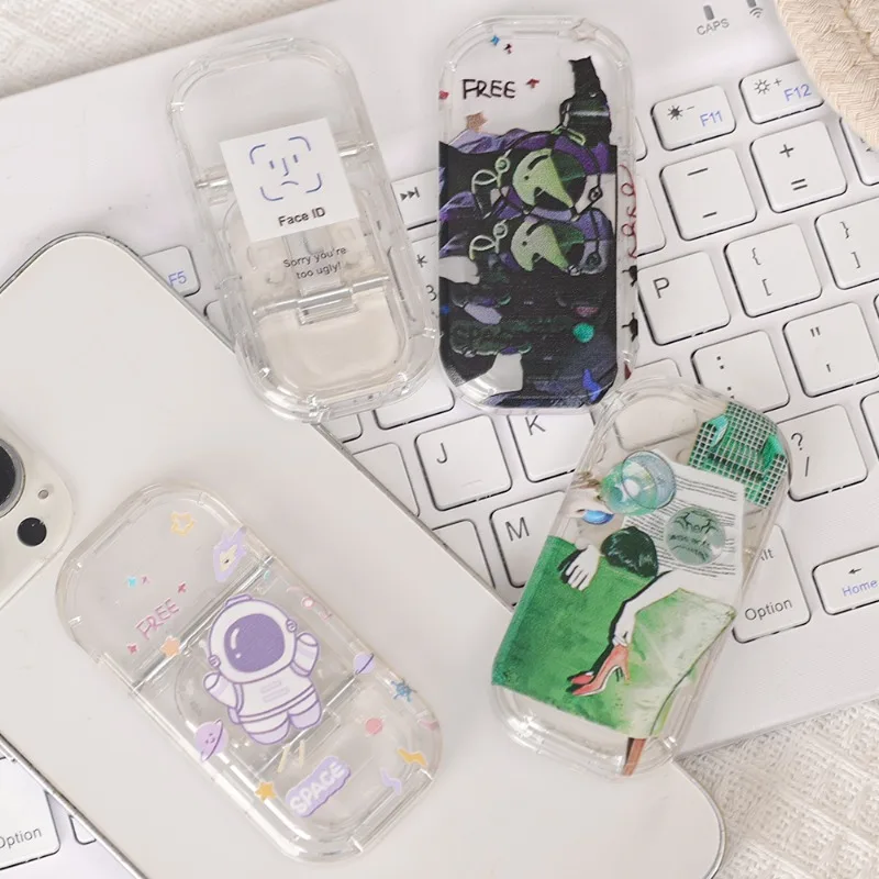 Acrylic Phone Stand Universal Retractable Phone Grip Holder Self-adhesive Phone Kichstand for Iphone Xiaomi Samsung Desk Bracket