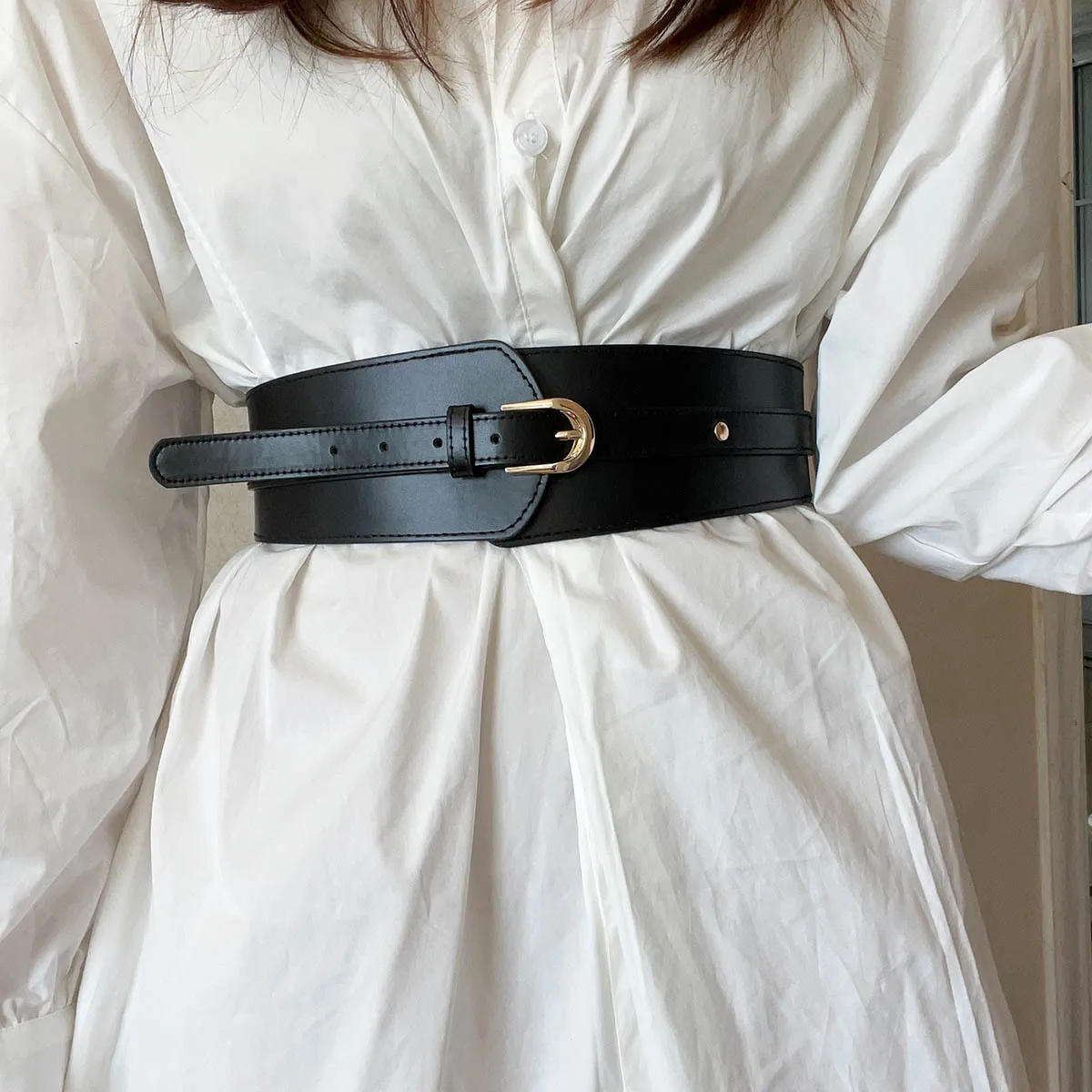 Leather Belts For Women High Quality Adjustable Pu Leather Long Waistband Female Vintage Waist Wide Coat Corset Belt Cummerbunds - 6