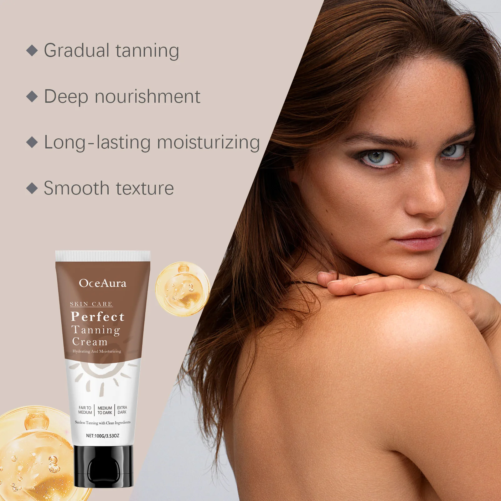 Self Tanning Cream For Face Body Enhance Skin Melanin Lotion Long Lasting Preventing Sunburn Sunless Tanning Products 100g