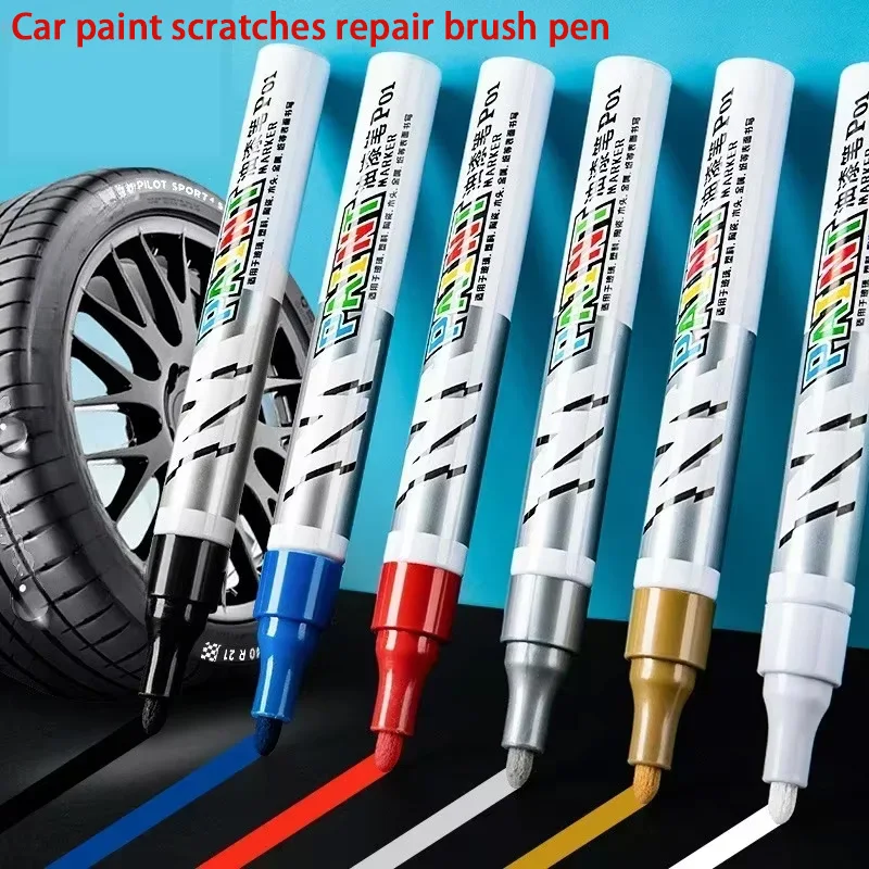 Waterproof Car Paint Scratch Repair Brush Pen Automotive Black White Silver Red-Tire Tread Care Water Marker Pen