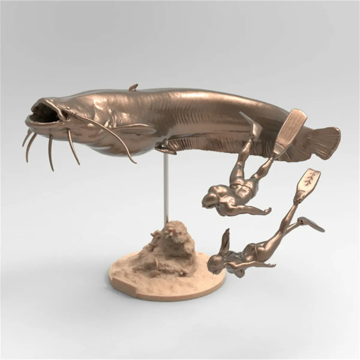 

Rheic 1/35 Sheatfish Model Silurus glanis Fish Marine Animal Figure Collector GK Decoration Resin Painted