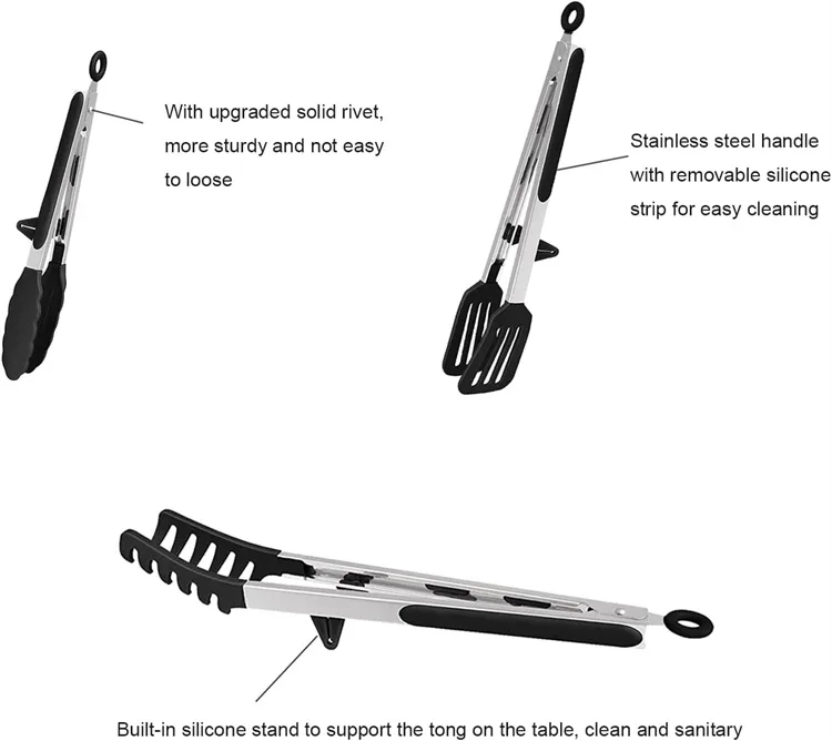 Silicone Kitchen Tongs - Non-Stick BBQ  Salad Serving Utensils